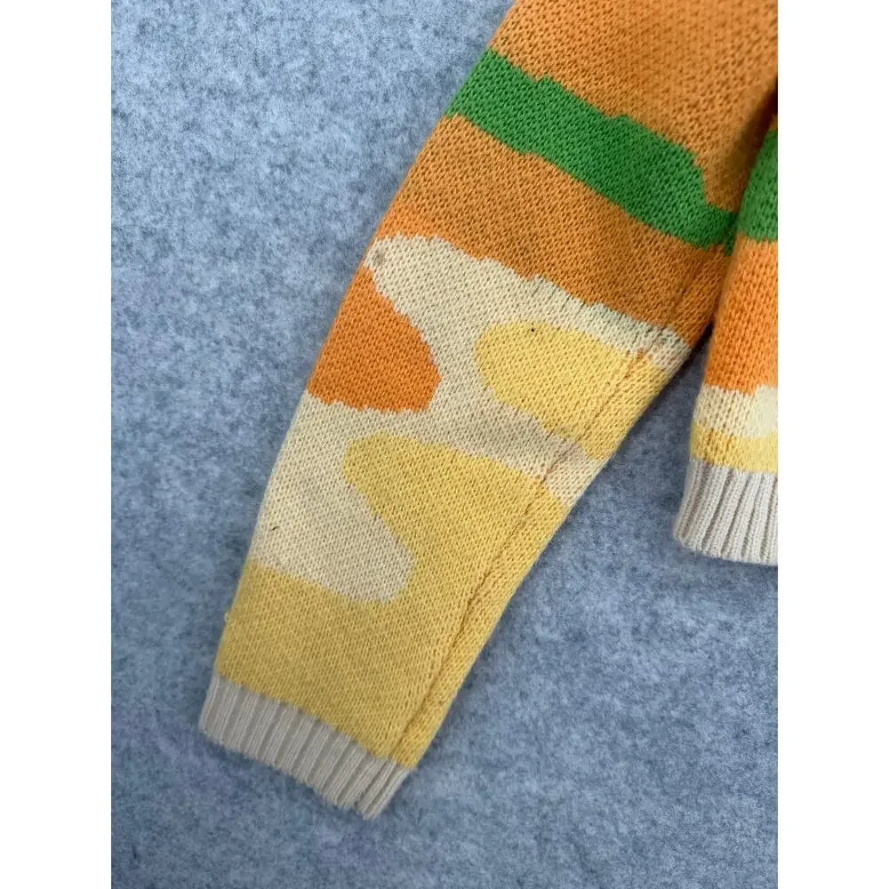 House of Sunny Day Tripper Jacquard Orange/Yellow Cardigan Size US 4 - Picture 9 of 14